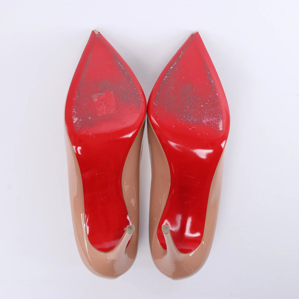 Christian Louboutin Kate 120 Patent Leather Heels in Beige, Size EU 41