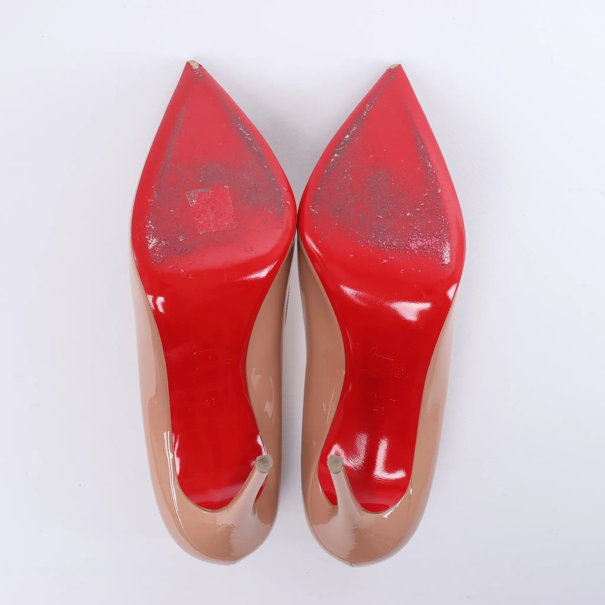 Christian Louboutin Kate 120 Patent Leather Heels in Beige, Size EU 41