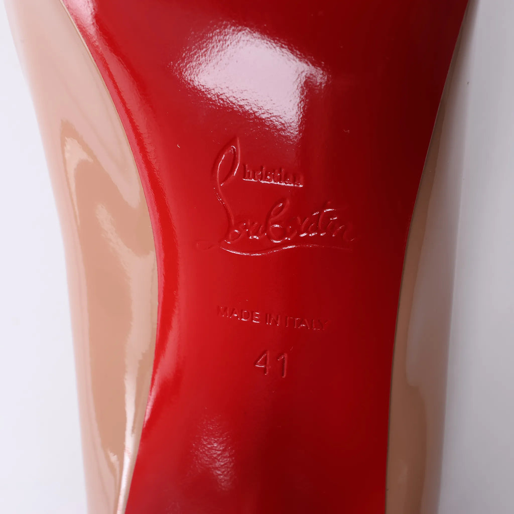 Christian Louboutin Kate 120 Patent Leather Heels in Beige, Size EU 41