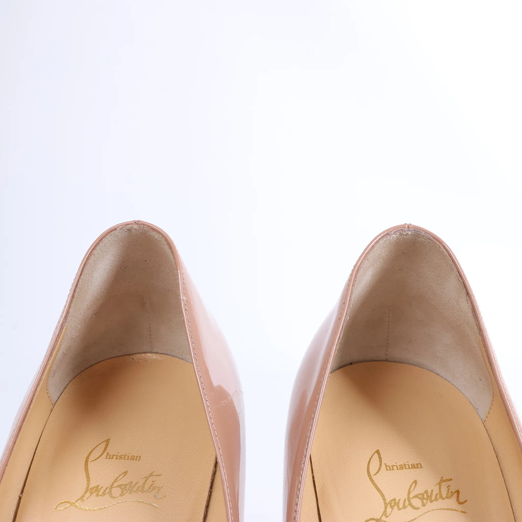 Christian Louboutin Kate 120 Patent Leather Heels in Beige, Size EU 41