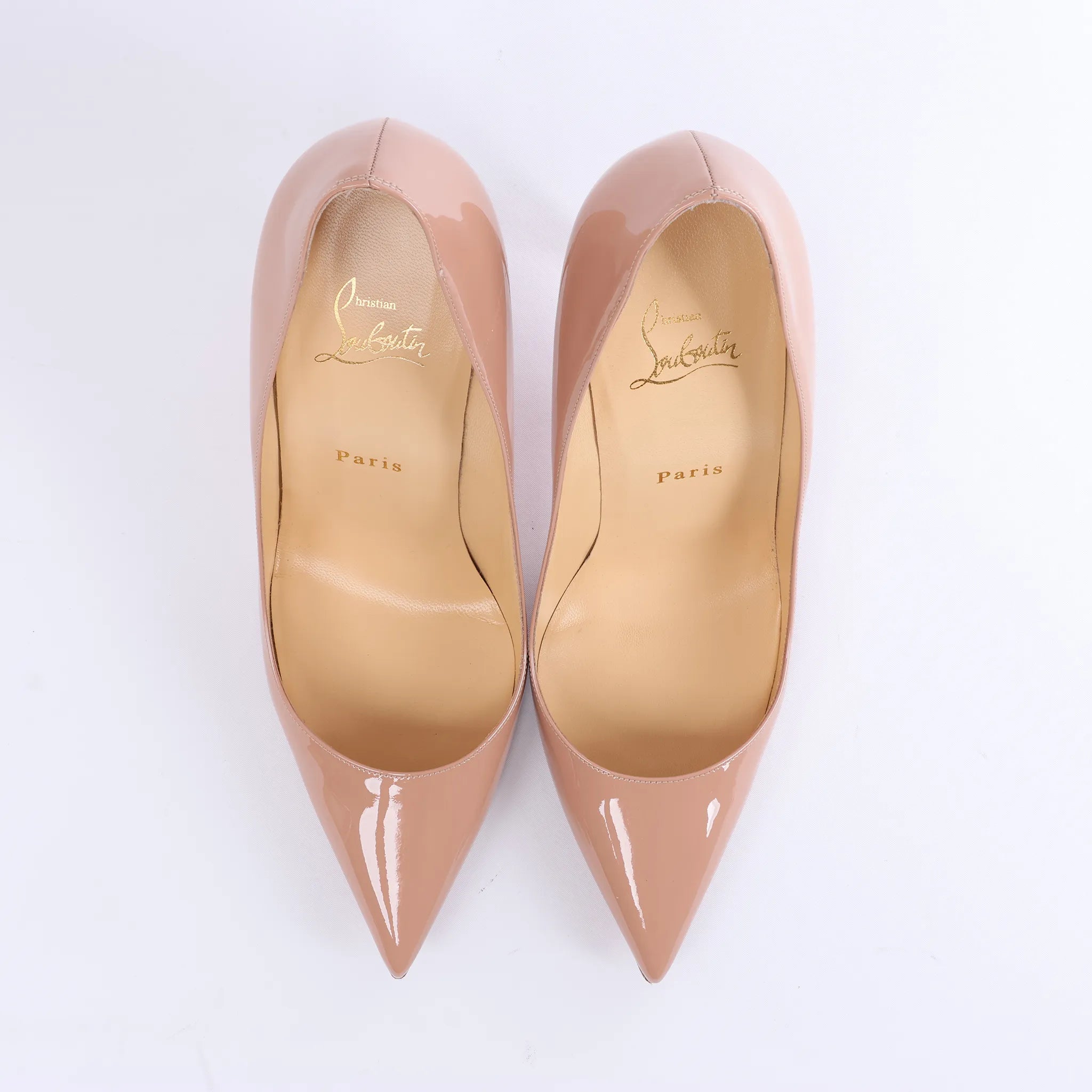 Christian Louboutin Kate 120 Patent Leather Heels in Beige, Size EU 41