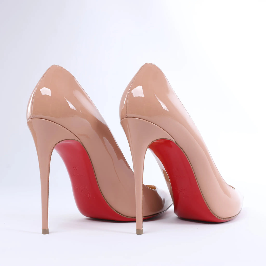 Christian Louboutin Kate 120 Patent Leather Heels in Beige, Size EU 41