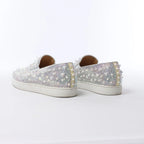 Christian Louboutin Aurora Studs Get Swarovski Slip-on in White, Size 44.5 EU