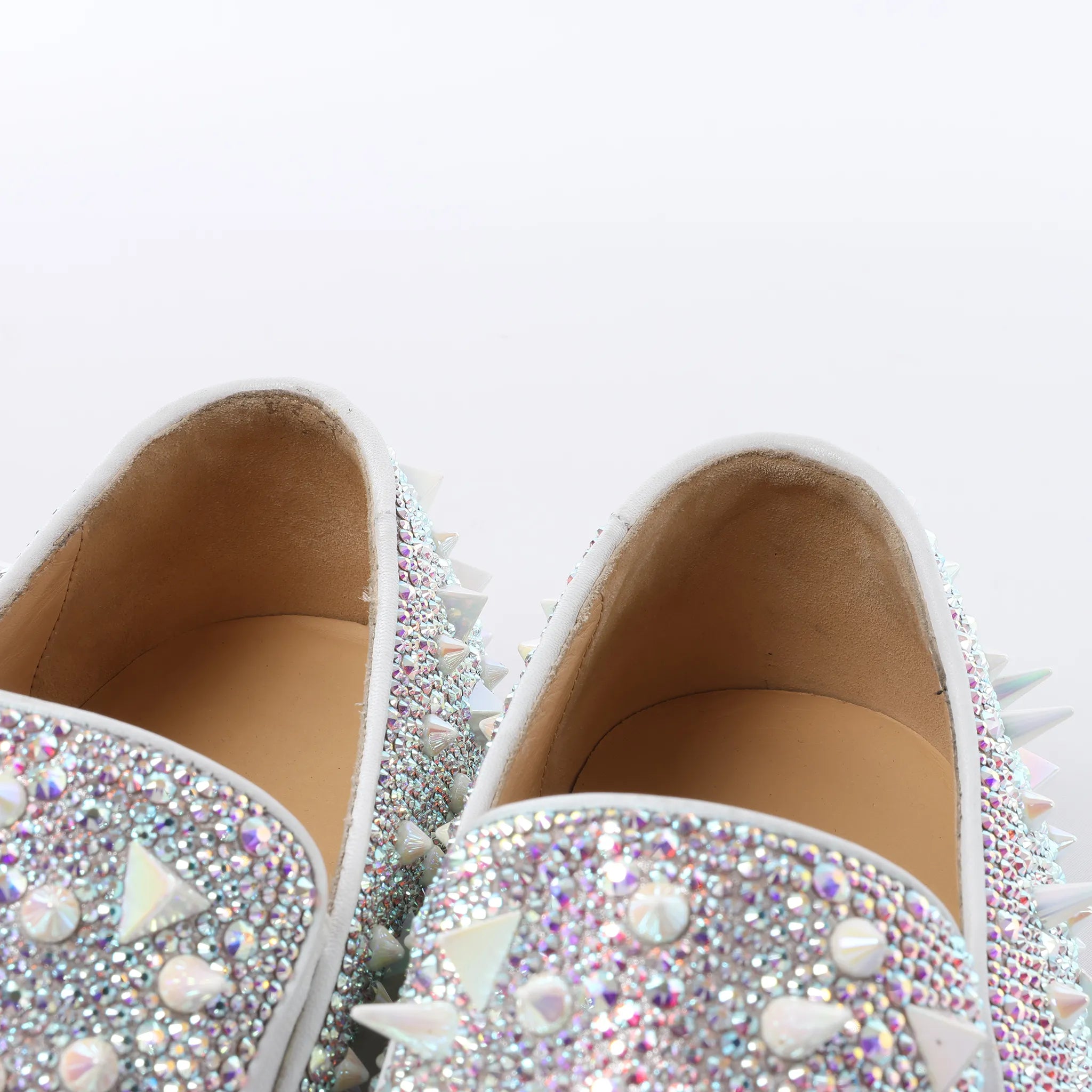 Christian Louboutin Aurora Studs Get Swarovski Slip-on in White, Size 44.5 EU