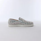 Christian Louboutin Aurora Studs Get Swarovski Slip-on in White, Size 44.5 EU