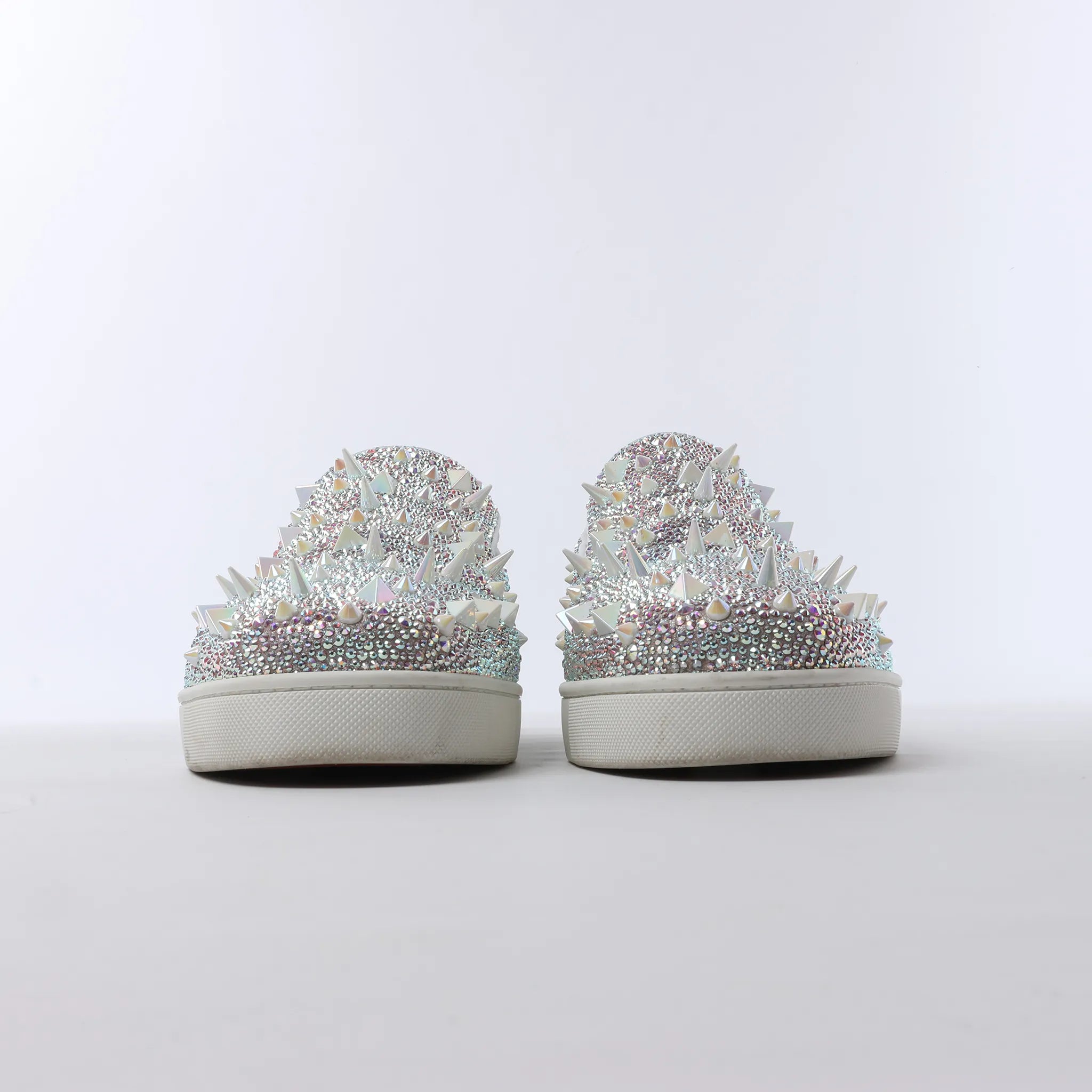 Christian Louboutin Aurora Studs Get Swarovski Slip-on in White, Size 44.5 EU