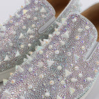 Christian Louboutin Aurora Studs Get Swarovski Slip-on in White, Size 44.5 EU
