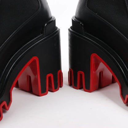 Christian Louboutin Marsha Cloche Leather Side Gore Boots in Black, Size 38 EU