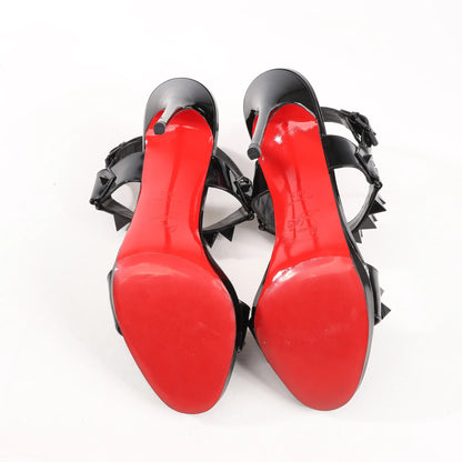 Christian Louboutin Miziggoo Spiked Patent Leather 120 Heels in Black, Size 40.5 EU