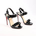 Christian Louboutin Miziggoo Spiked Patent Leather 120 Heels in Black, Size 40.5 EU