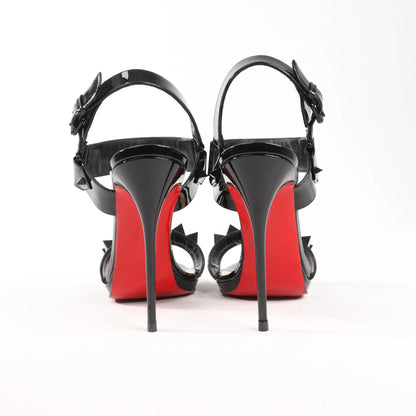 Christian Louboutin Miziggoo Spiked Patent Leather 120 Heels in Black, Size 40.5 EU