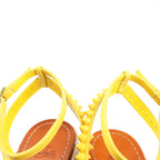 Christian Louboutin MAFALDINA ZEPPA Patent Leather Spike Studs Wedge Sole Espadrilles Sandals in Yellow, Size 39 EU