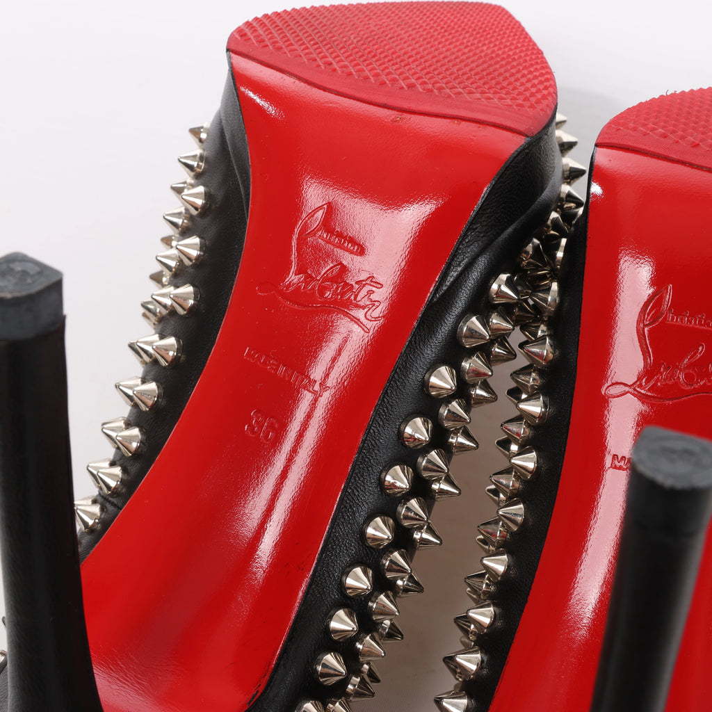 Christian Louboutin Pigalle Spike Studs Leather Pumps in Black, Size EU 36