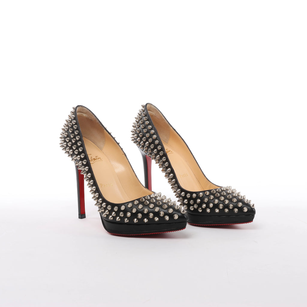 Christian Louboutin Pigalle Spike Studs Leather Pumps in Black, Size EU 36