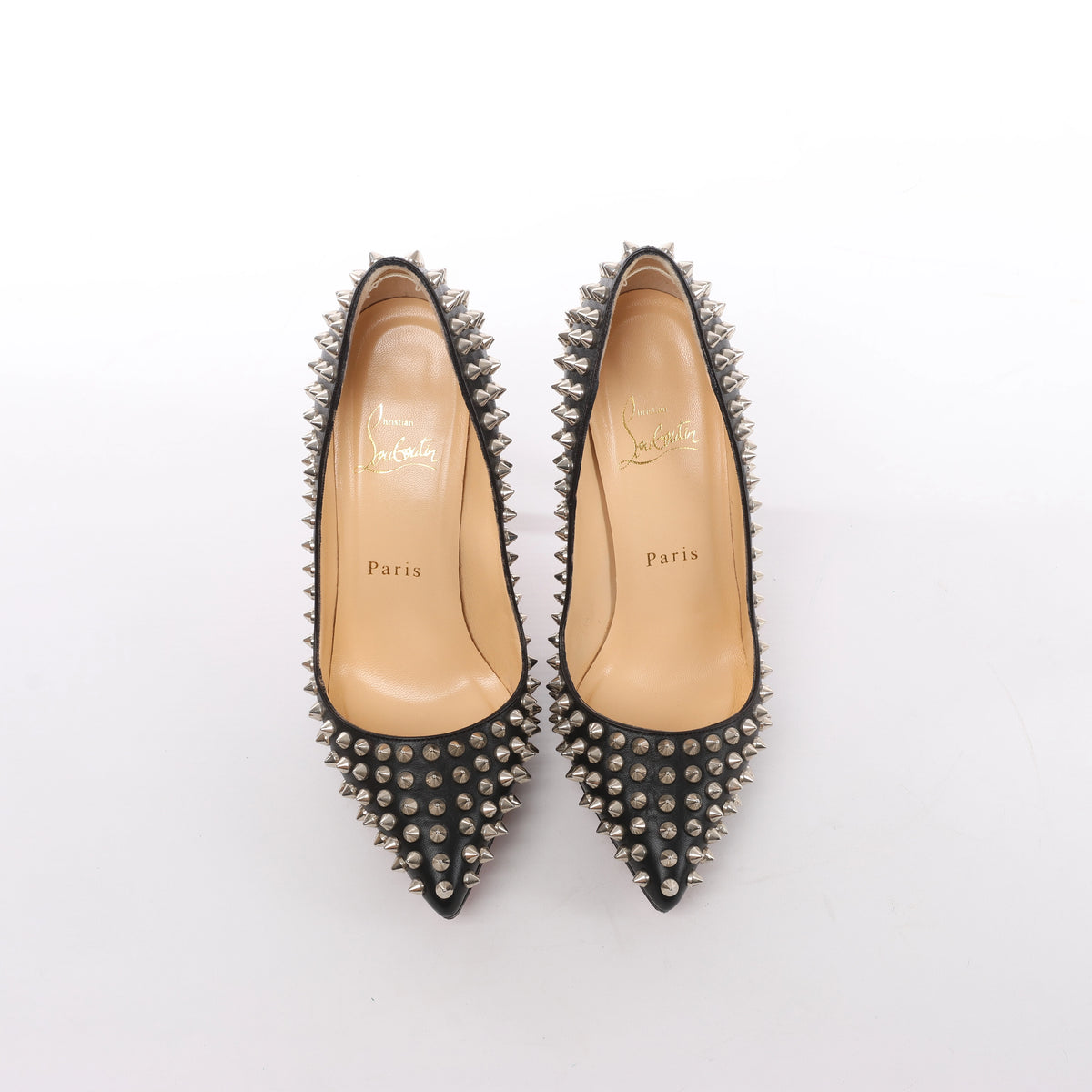 Christian Louboutin Pigalle Spike Studs Leather Pumps in Black, Size EU 36