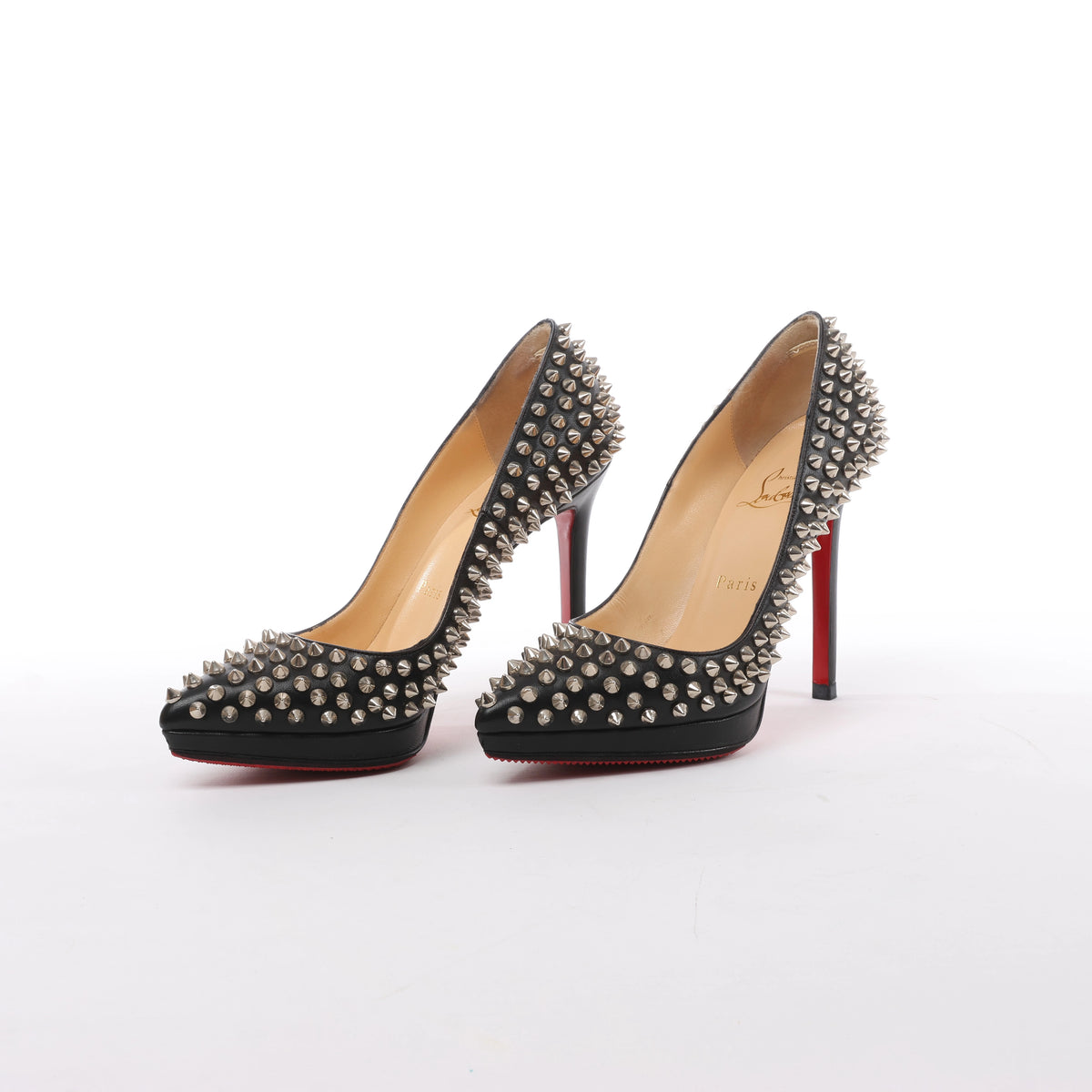 Christian Louboutin Pigalle Spike Studs Leather Pumps in Black, Size EU 36