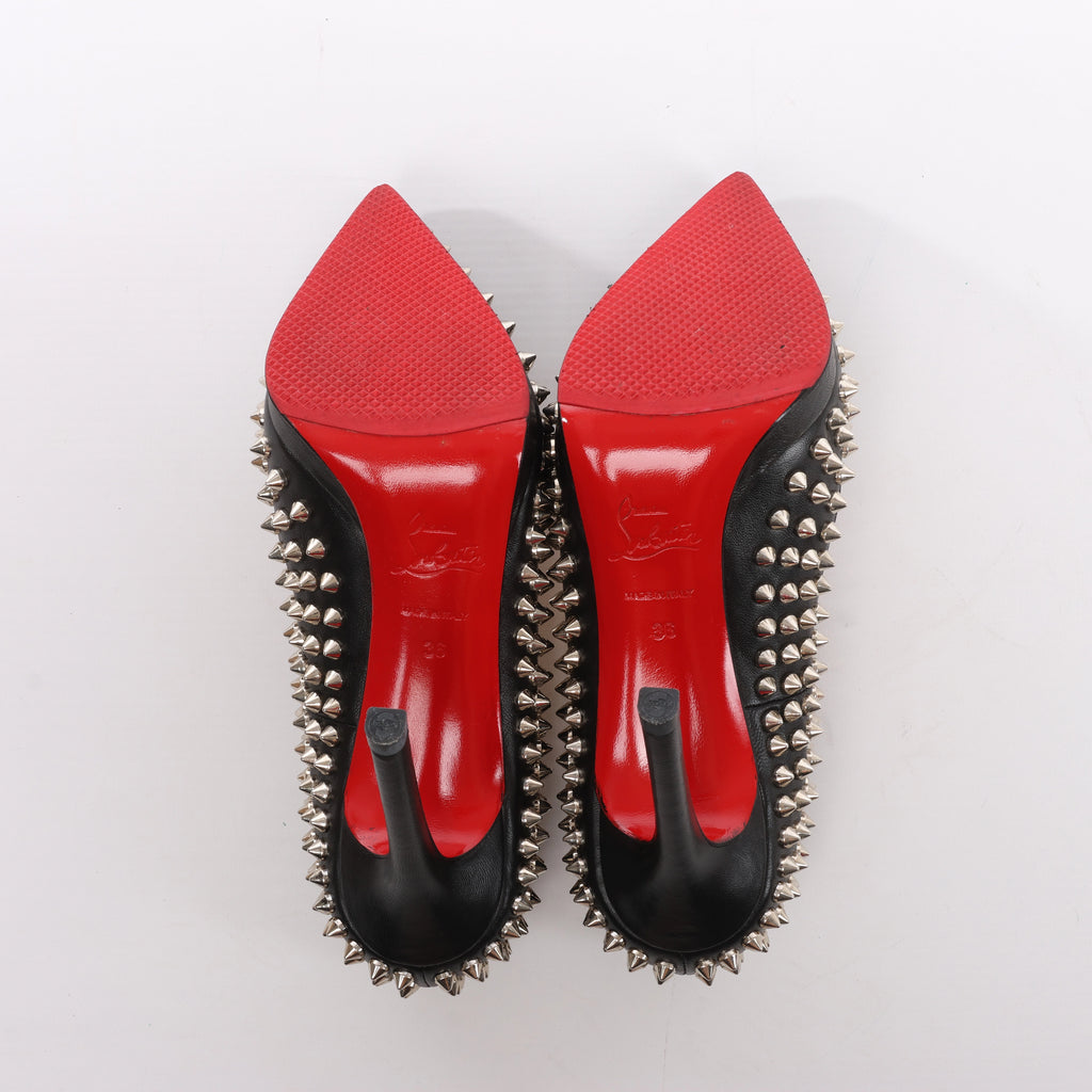 Christian Louboutin Pigalle Spike Studs Leather Pumps in Black, Size EU 36