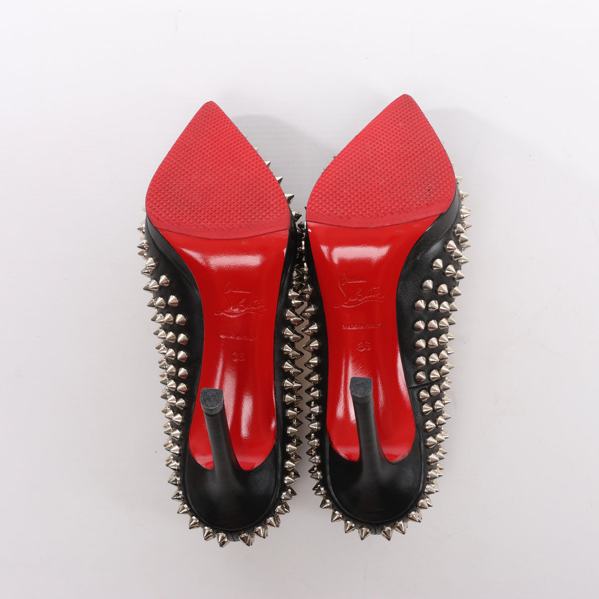 Christian Louboutin Pigalle Spike Studs Leather Pumps in Black, Size EU 36