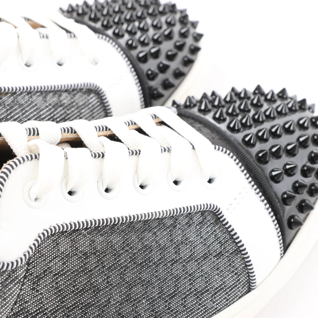 Christian Louboutin Seavaste 2 Orlato Spiked Leather Casual Sneakers in Gray, Size 41 EU