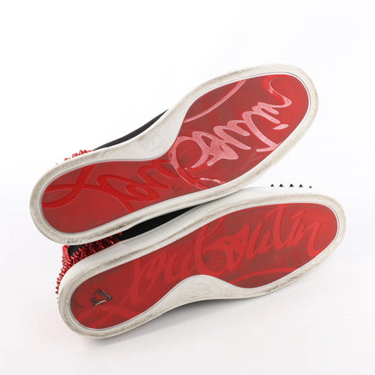 Christian Louboutin Spike Studs High-Top-Sneaker aus Ledergewebe in Schwarz, Größe 42,5 EU