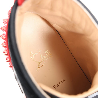 Christian Louboutin Spike Studs High-Top-Sneaker aus Ledergewebe in Schwarz, Größe 42,5 EU