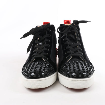 Christian Louboutin Spike Studs High-Top-Sneaker aus Ledergewebe in Schwarz, Größe 42,5 EU