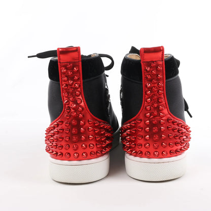 Christian Louboutin Spike Studs High-Top-Sneaker aus Ledergewebe in Schwarz, Größe 42,5 EU