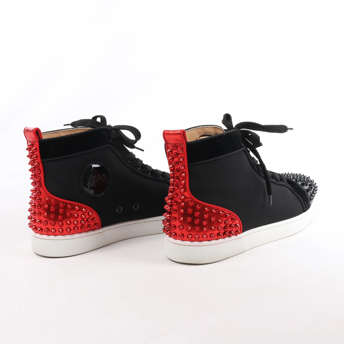 Christian Louboutin Spike Studs High-Top-Sneaker aus Ledergewebe in Schwarz, Größe 42,5 EU