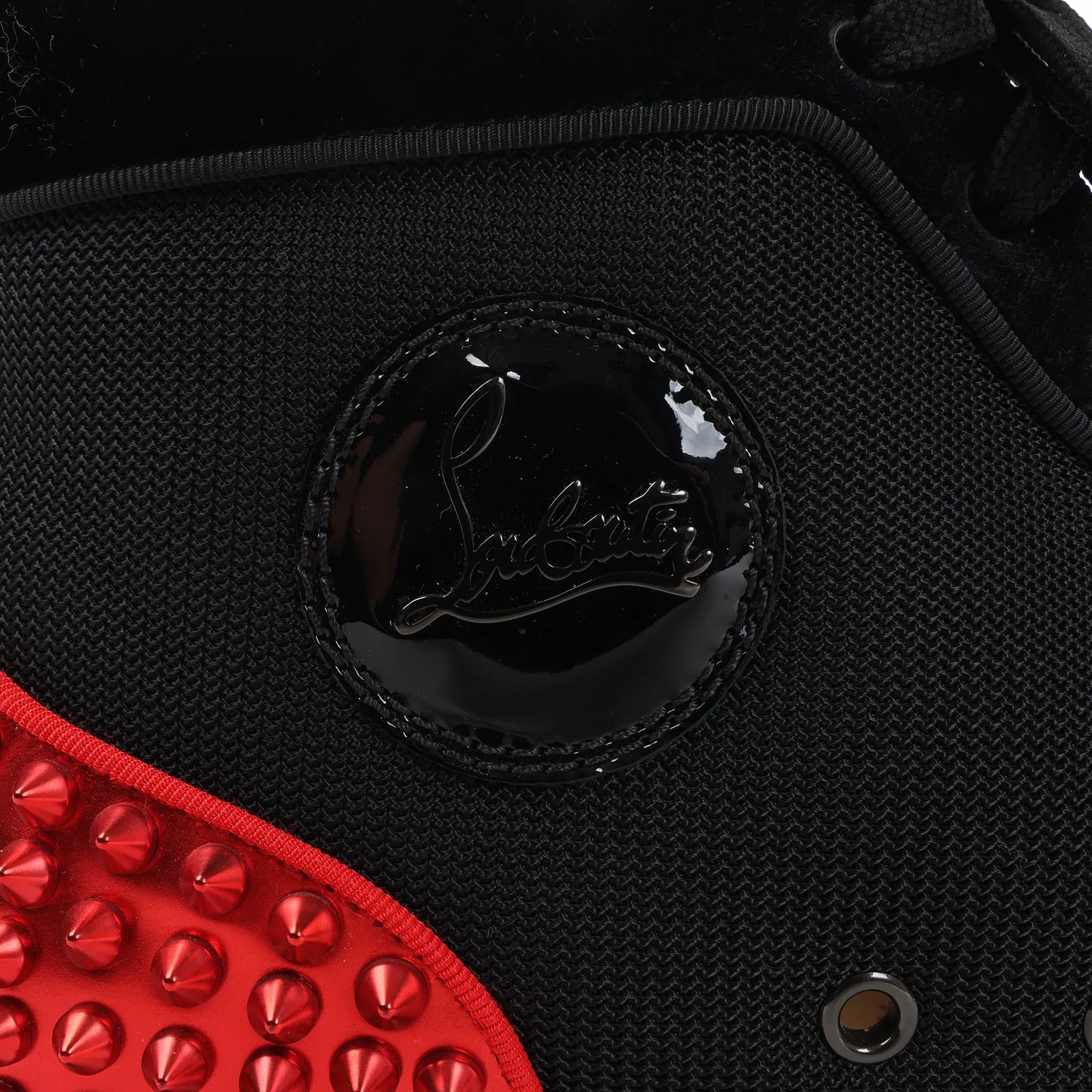 Christian Louboutin Spike Studs High-Top-Sneaker aus Ledergewebe in Schwarz, Größe 42,5 EU