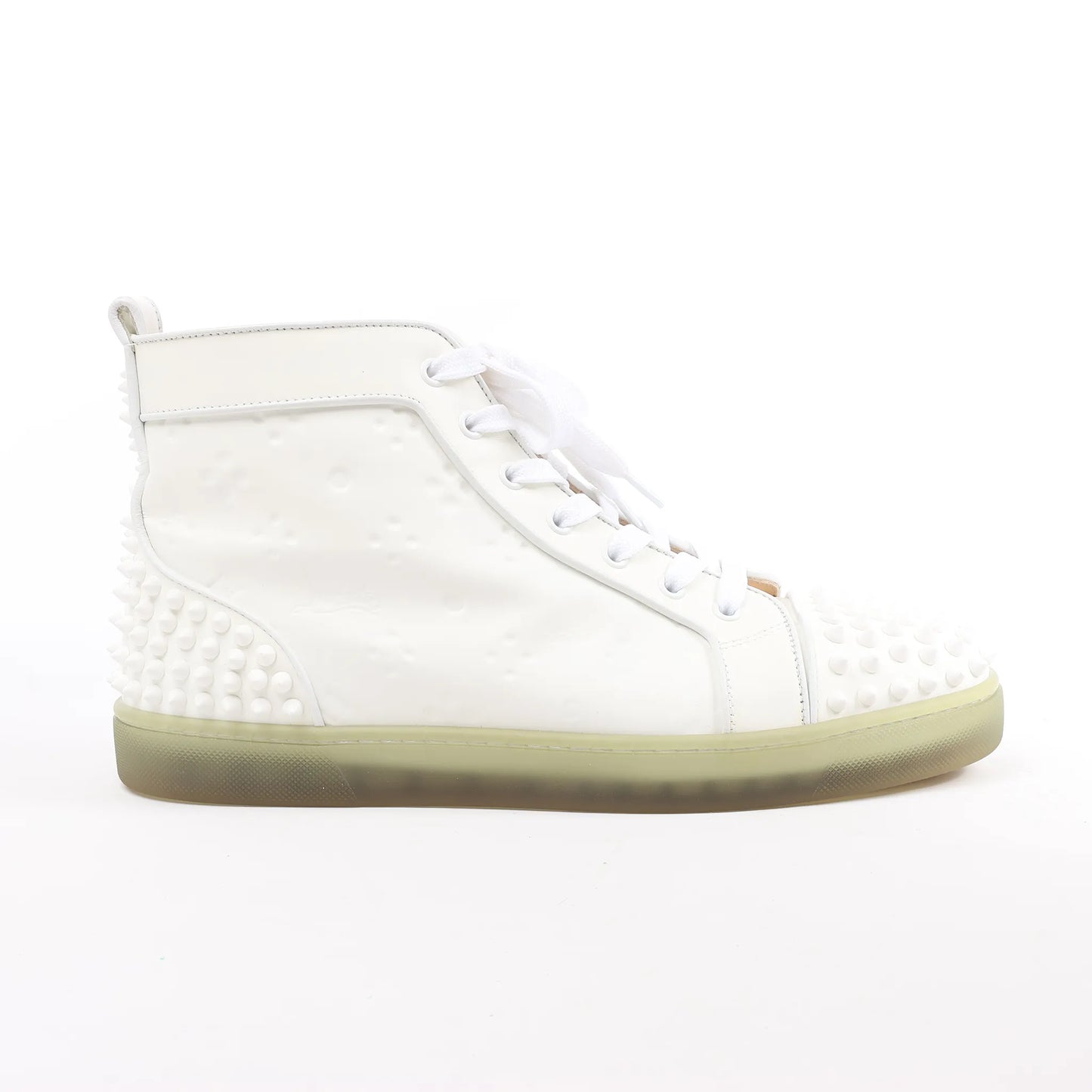 Christian Louboutin Spike Studs High-Top-Sneakers aus Leder in Weiß, Größe 42,5 EU