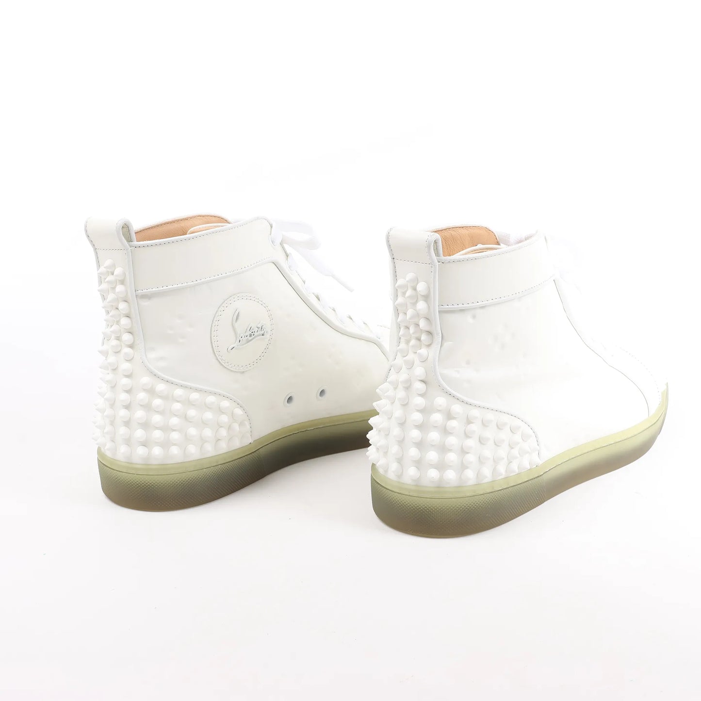 Christian Louboutin Spike Studs High-Top-Sneakers aus Leder in Weiß, Größe 42,5 EU
