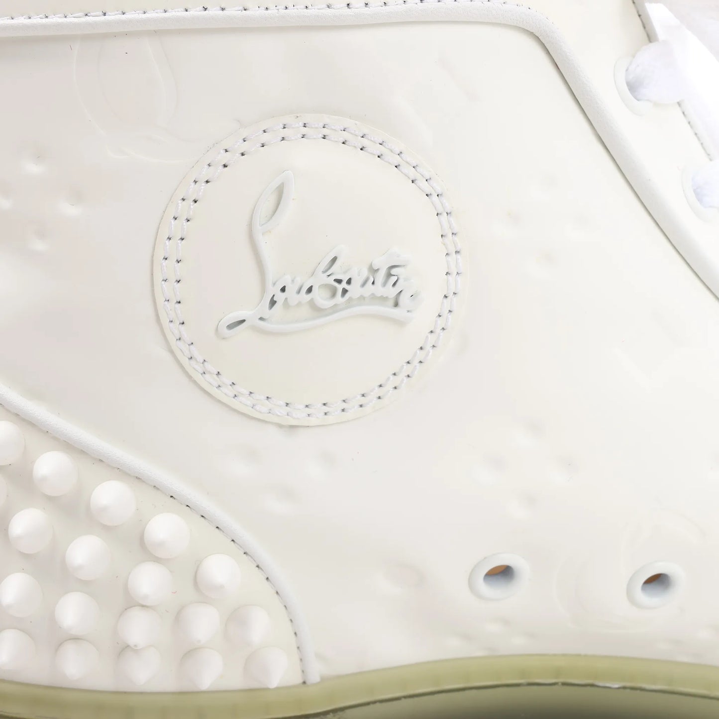 Christian Louboutin Spike Studs High-Top-Sneakers aus Leder in Weiß, Größe 42,5 EU