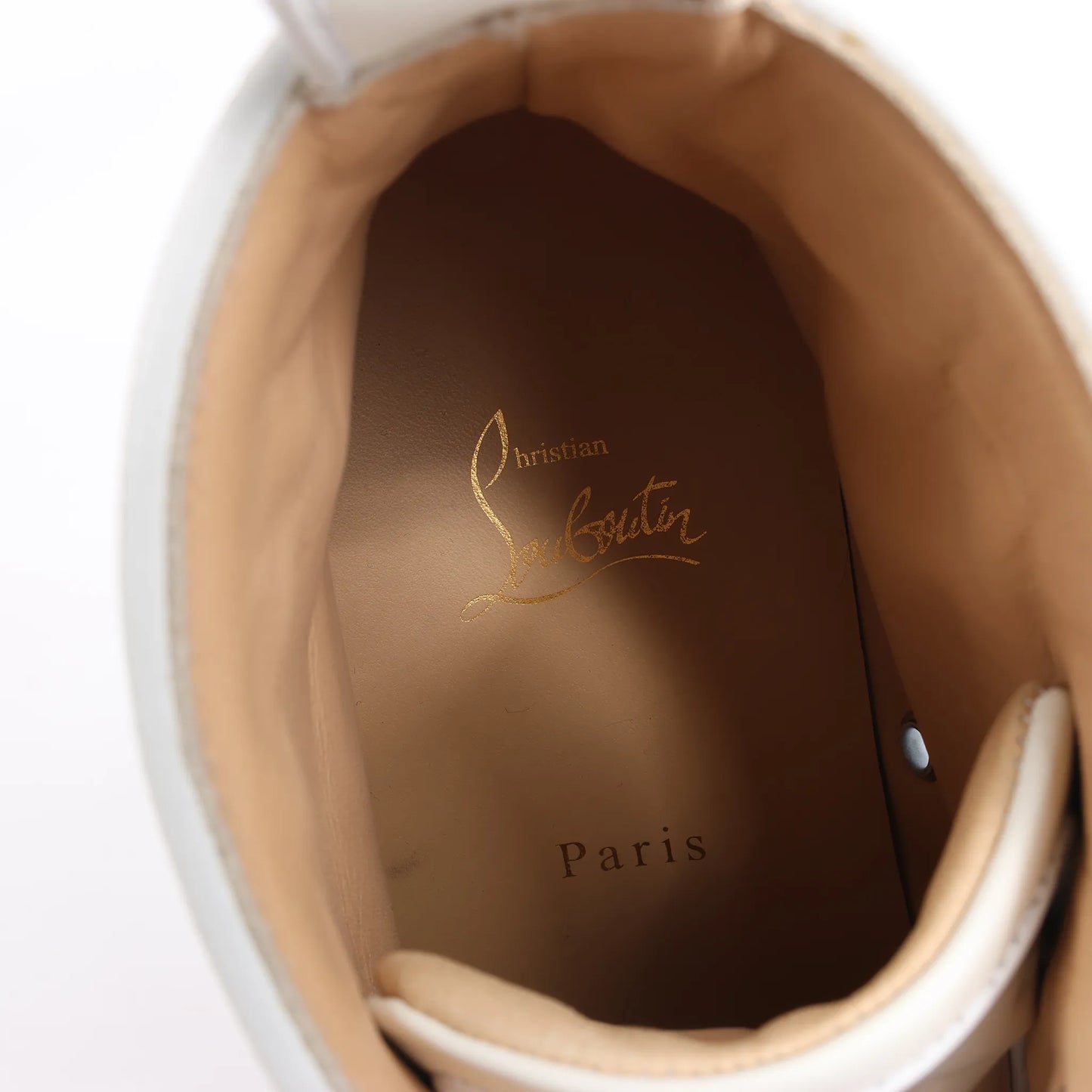 Christian Louboutin Spike Studs High-Top-Sneakers aus Leder in Weiß, Größe 42,5 EU