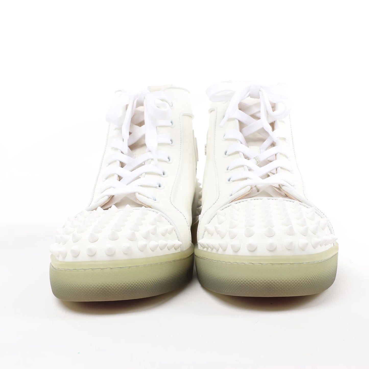 Christian Louboutin Spike Studs High-Top-Sneakers aus Leder in Weiß, Größe 42,5 EU