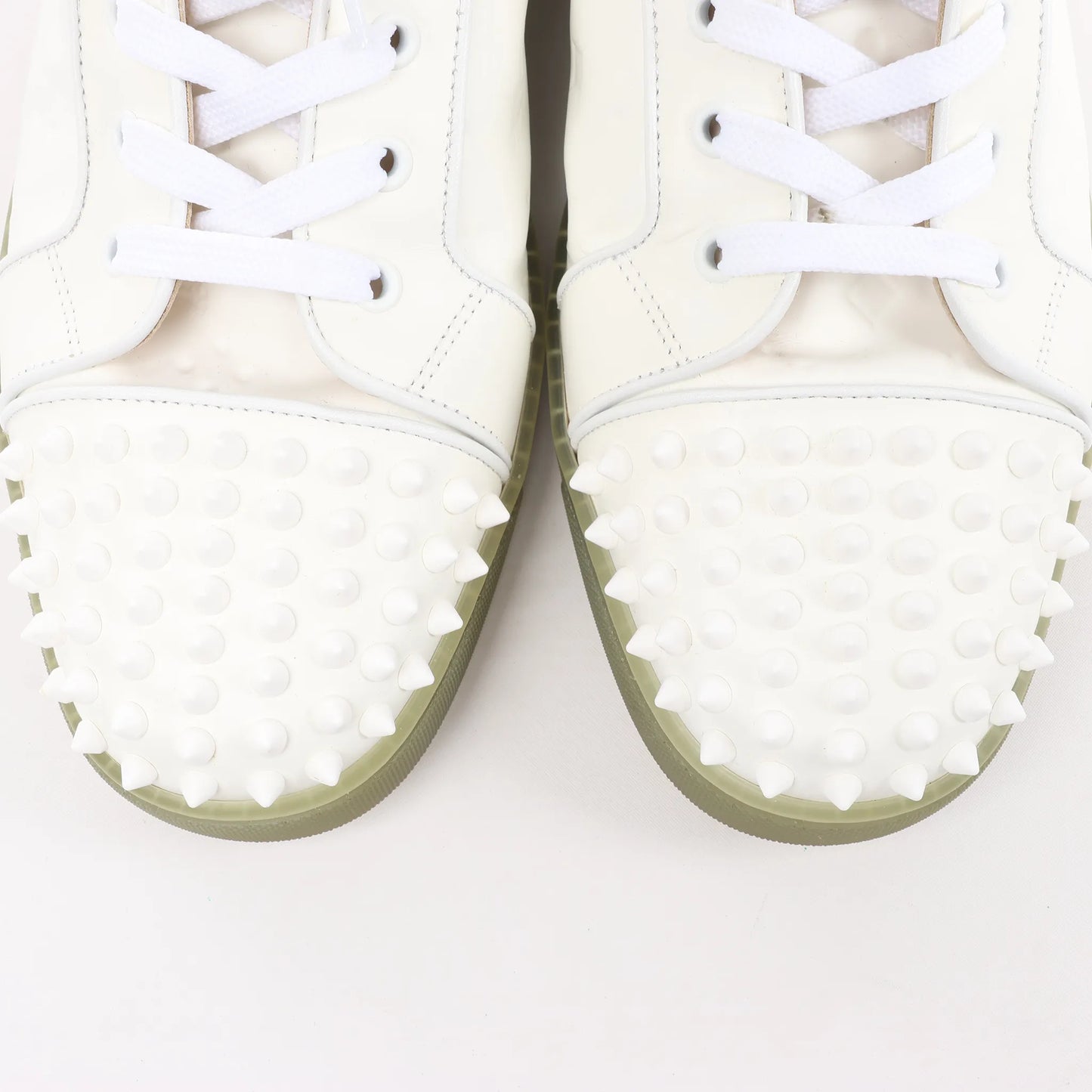 Christian Louboutin Spike Studs High-Top-Sneakers aus Leder in Weiß, Größe 42,5 EU