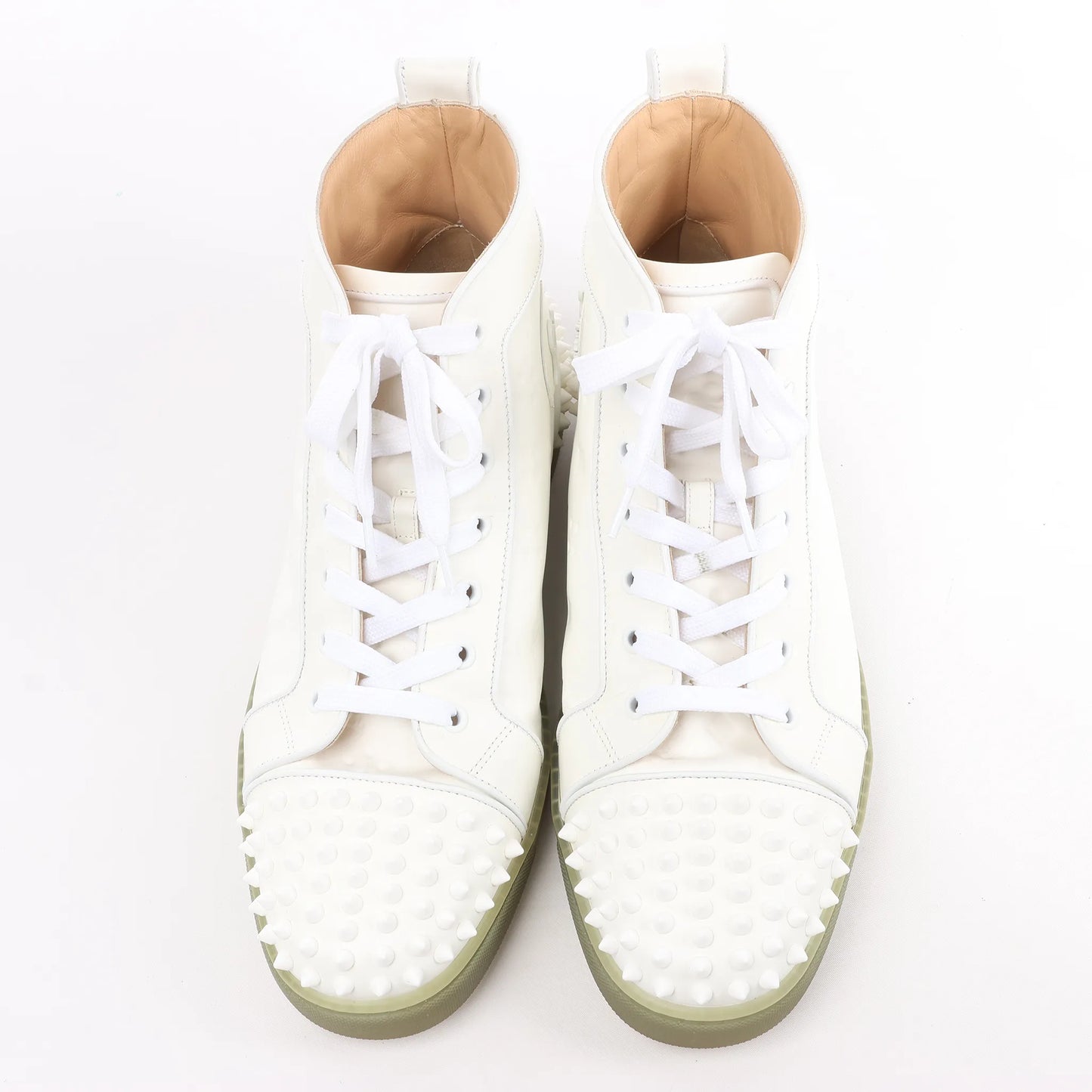 Christian Louboutin Spike Studs High-Top-Sneakers aus Leder in Weiß, Größe 42,5 EU