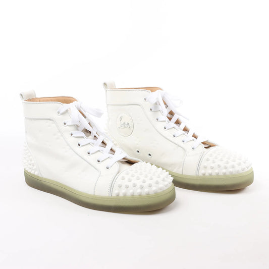 Christian Louboutin Spike Studs High-Top-Sneakers aus Leder in Weiß, Größe 42,5 EU