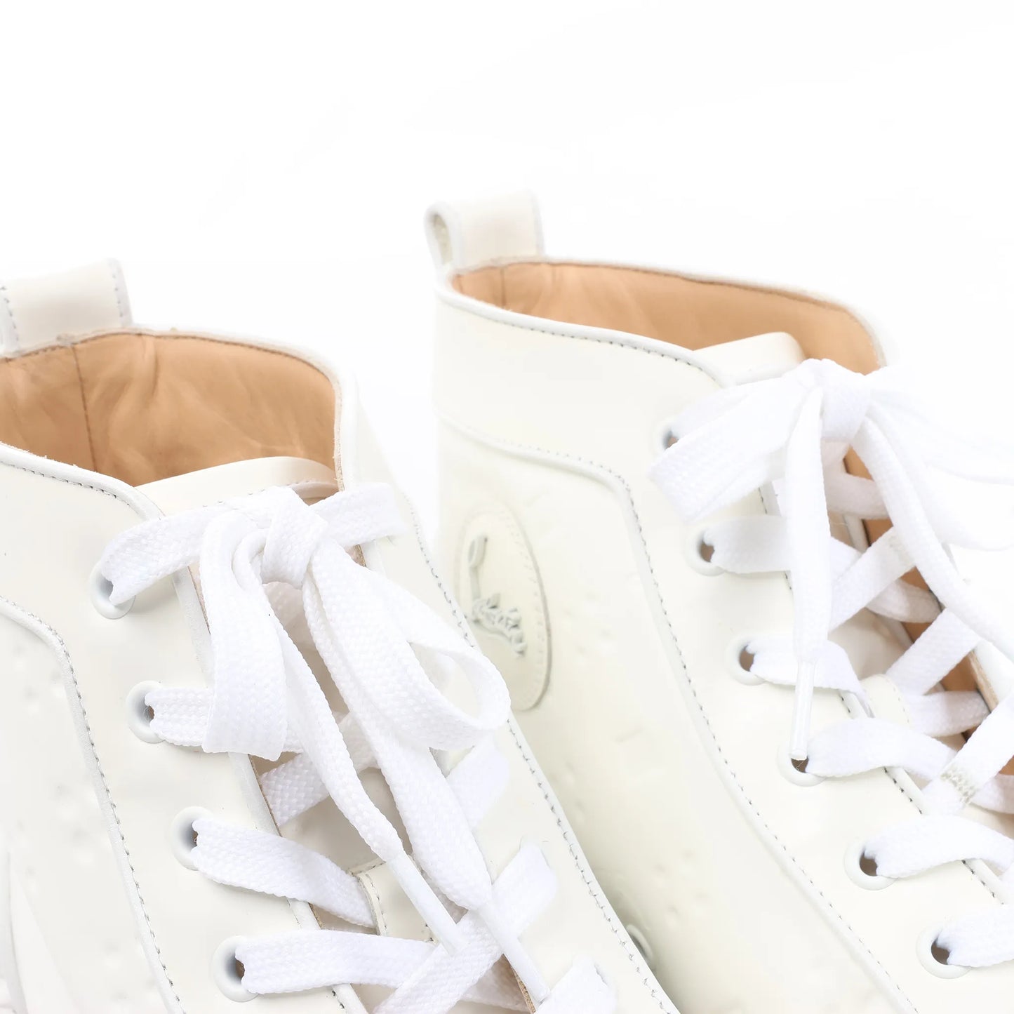 Christian Louboutin Spike Studs High-Top-Sneakers aus Leder in Weiß, Größe 42,5 EU