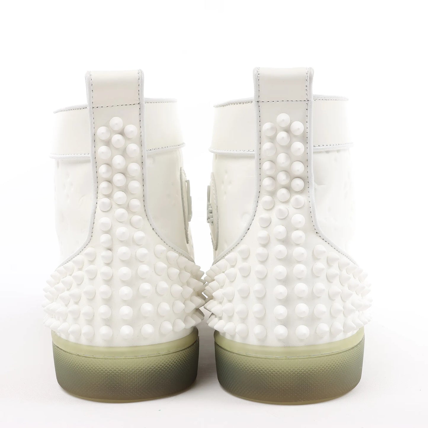 Christian Louboutin Spike Studs High-Top-Sneakers aus Leder in Weiß, Größe 42,5 EU