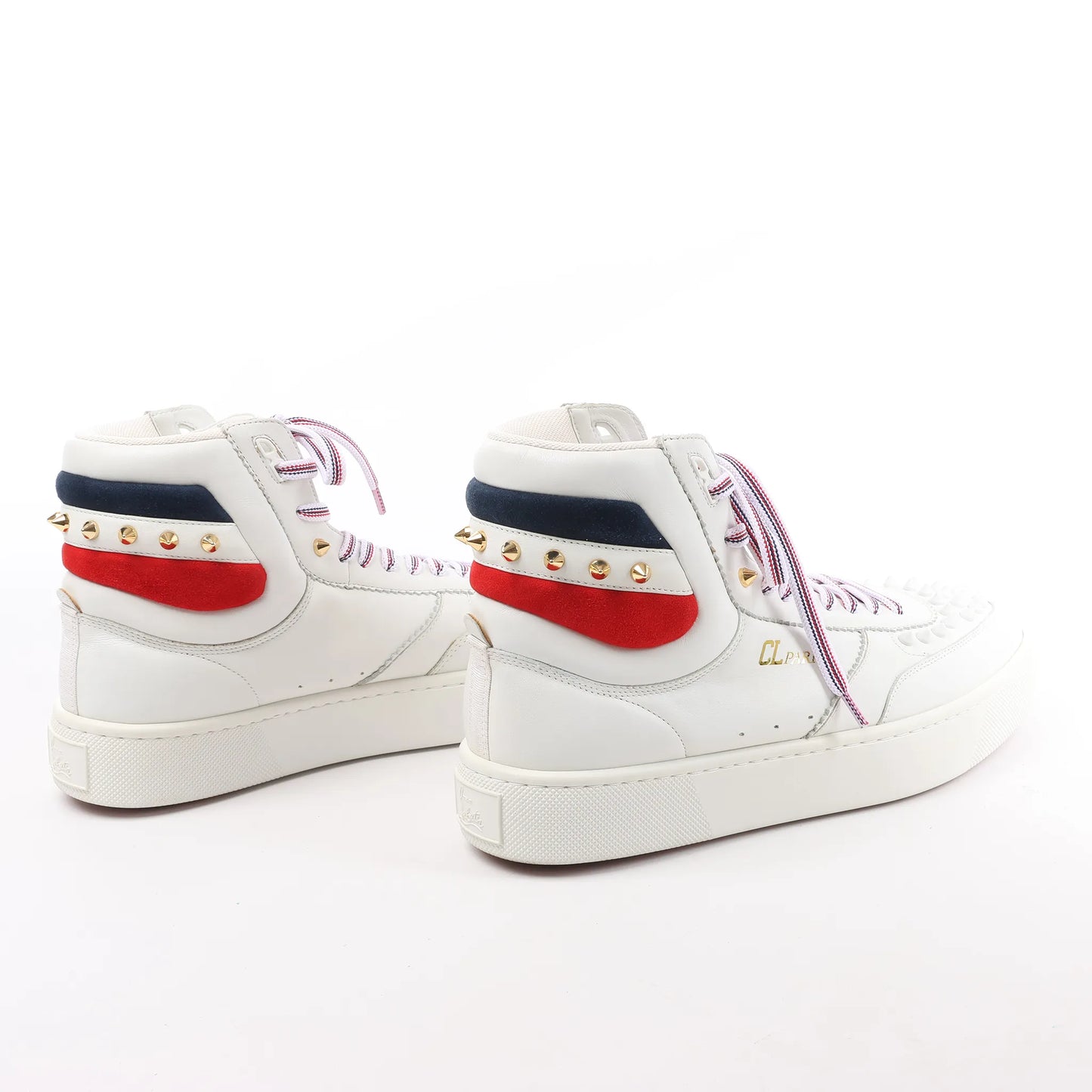 Christian Louboutin Spike Studs High-Top-Sneakers aus Leder in Weiß, Größe 42,5 EU
