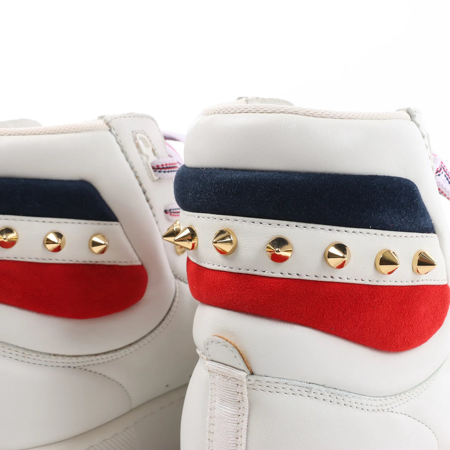 Christian Louboutin Spike Studs High-Top-Sneakers aus Leder in Weiß, Größe 42,5 EU