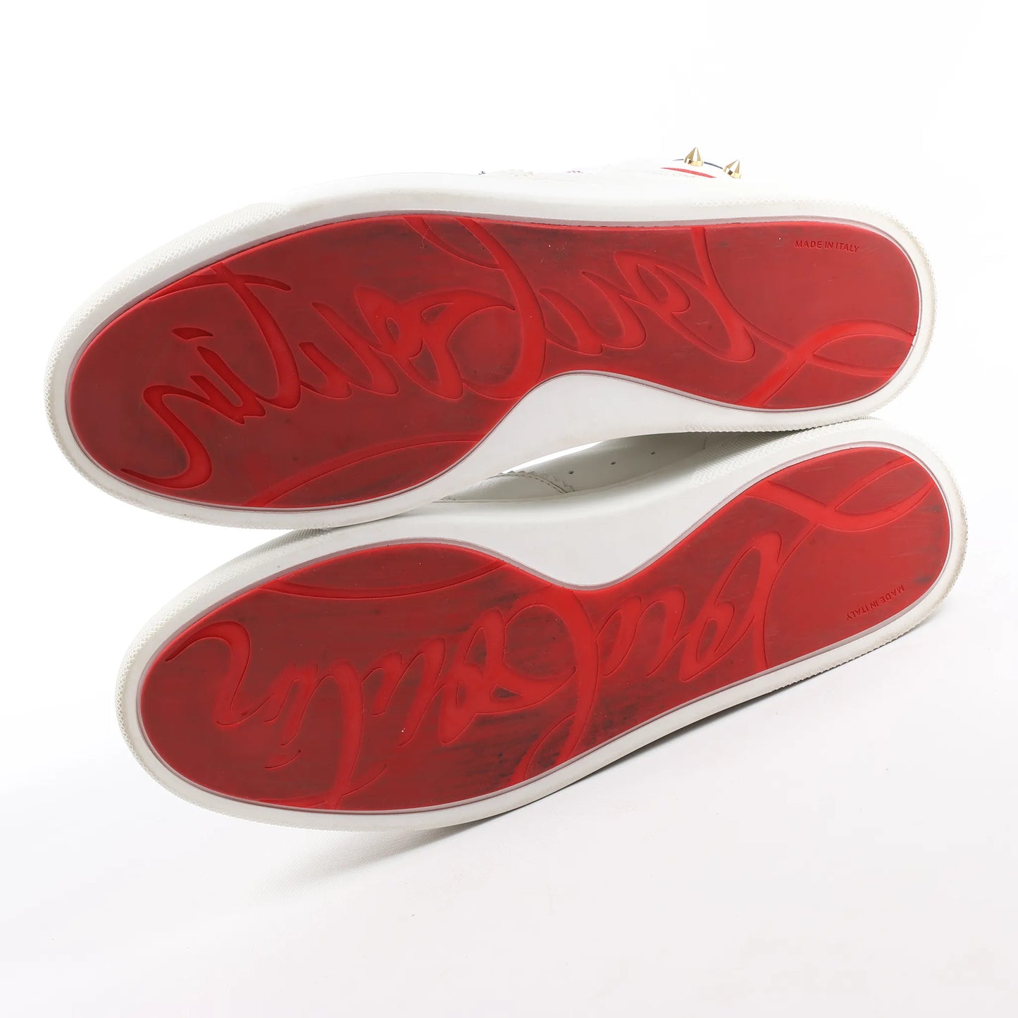 Christian Louboutin Spike Studs High-Top-Sneakers aus Leder in Weiß, Größe 42,5 EU