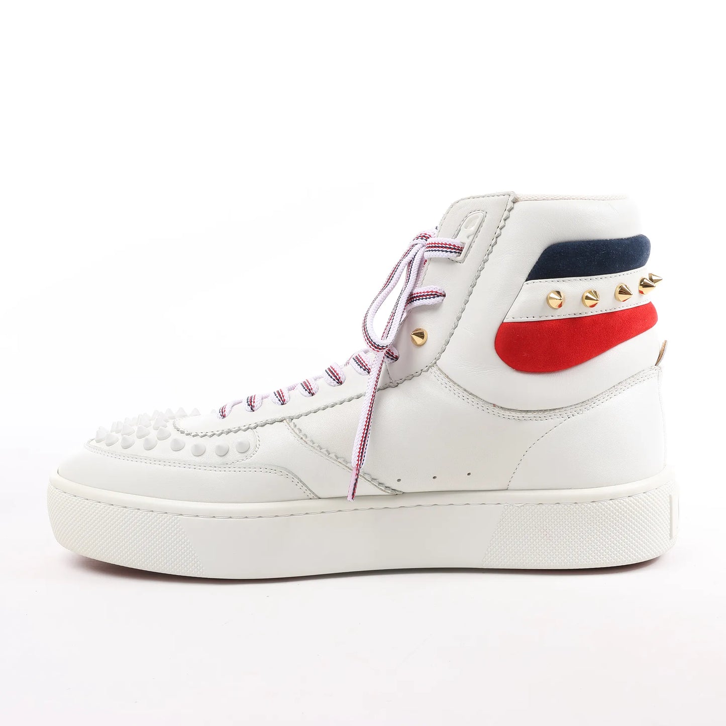 Christian Louboutin Spike Studs High-Top-Sneakers aus Leder in Weiß, Größe 42,5 EU