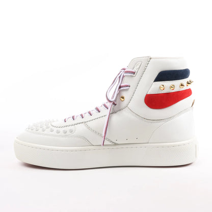 Christian Louboutin Spike Studs High-Top-Sneakers aus Leder in Weiß, Größe 42,5 EU
