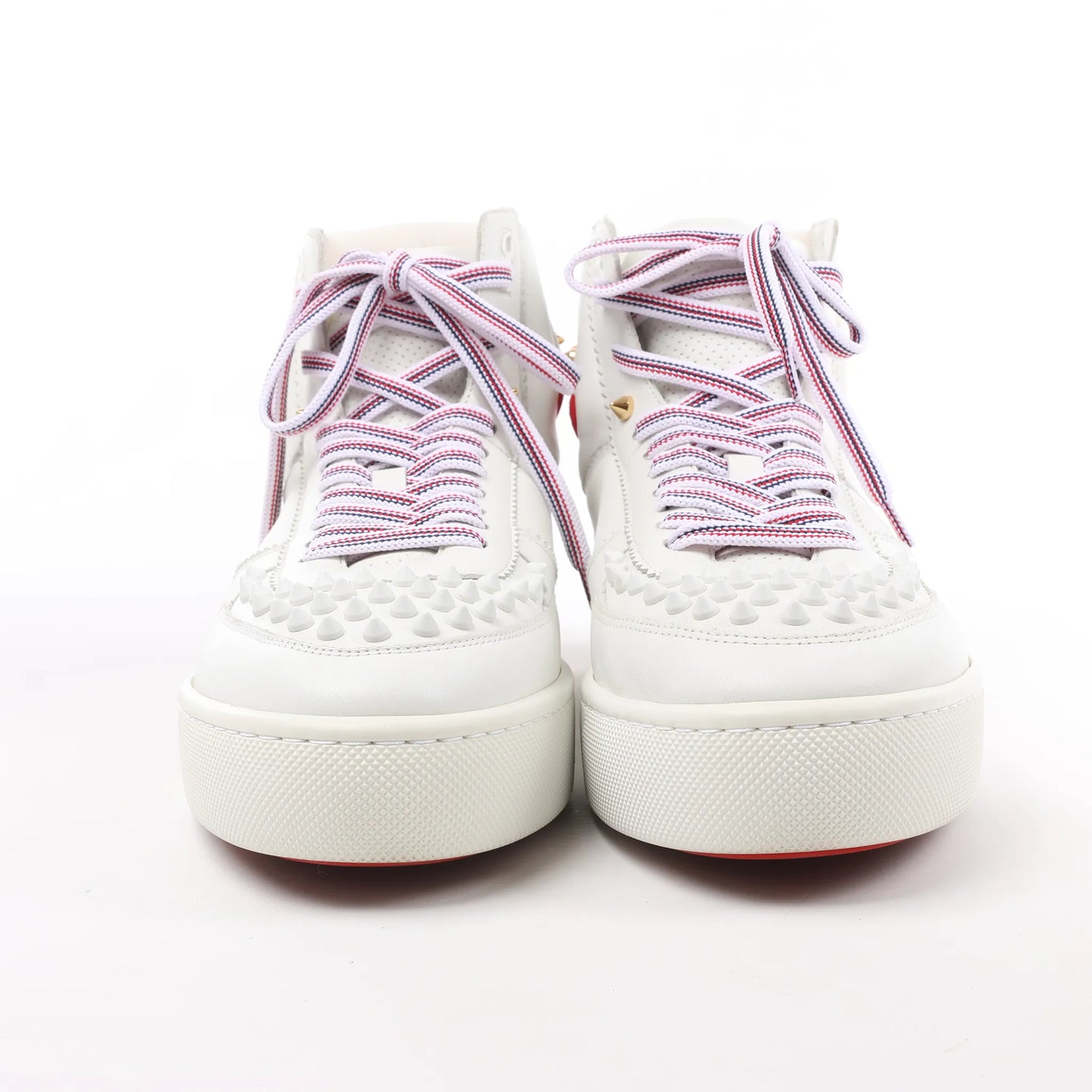 Christian Louboutin Spike Studs High-Top-Sneakers aus Leder in Weiß, Größe 42,5 EU