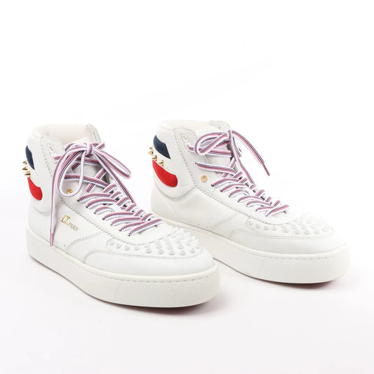 Christian Louboutin Spike Studs High-Top-Sneakers aus Leder in Weiß, Größe 42,5 EU