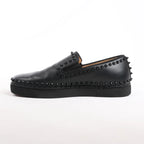 Christian Louboutin Spike Studs Leather Slip-on in Black, Size 42 EU