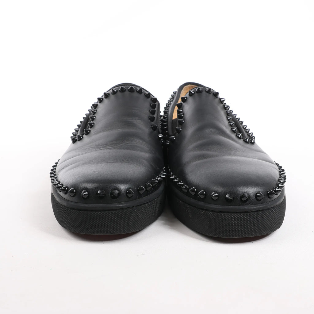 Christian Louboutin Spike Studs Leather Slip-on in Black, Size 42 EU