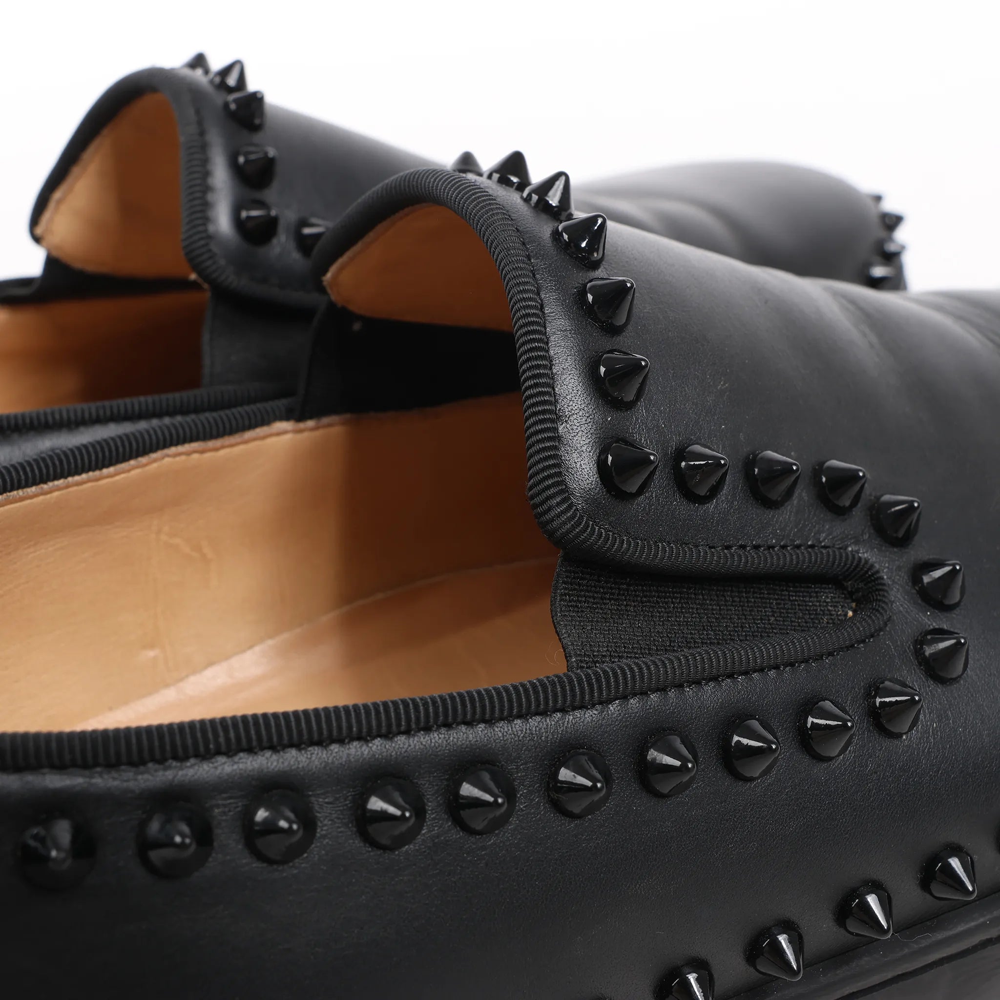 Christian Louboutin Spike Studs Leather Slip-on in Black, Size 42 EU