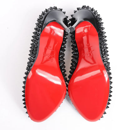 Christian Louboutin Spike Studs Patent Leather Pumps in Black, Size 38 EU